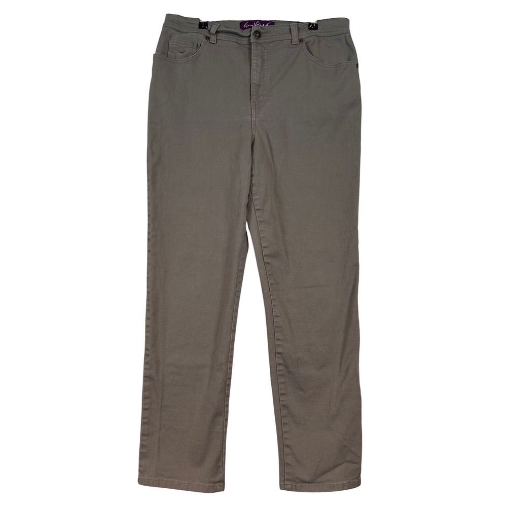 Gloria Vanderbilt‎ Amanda High Rise Tapered Leg Pants Taupe Brown Womens Size 16